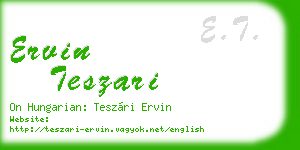 ervin teszari business card